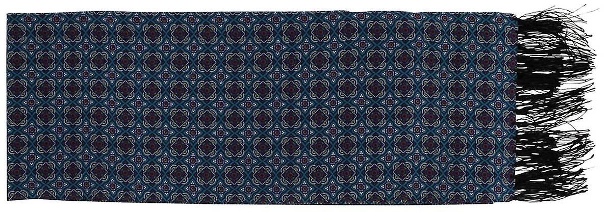 Michelsons of London Narrow Bold Medallion Silk Scarf - Teal