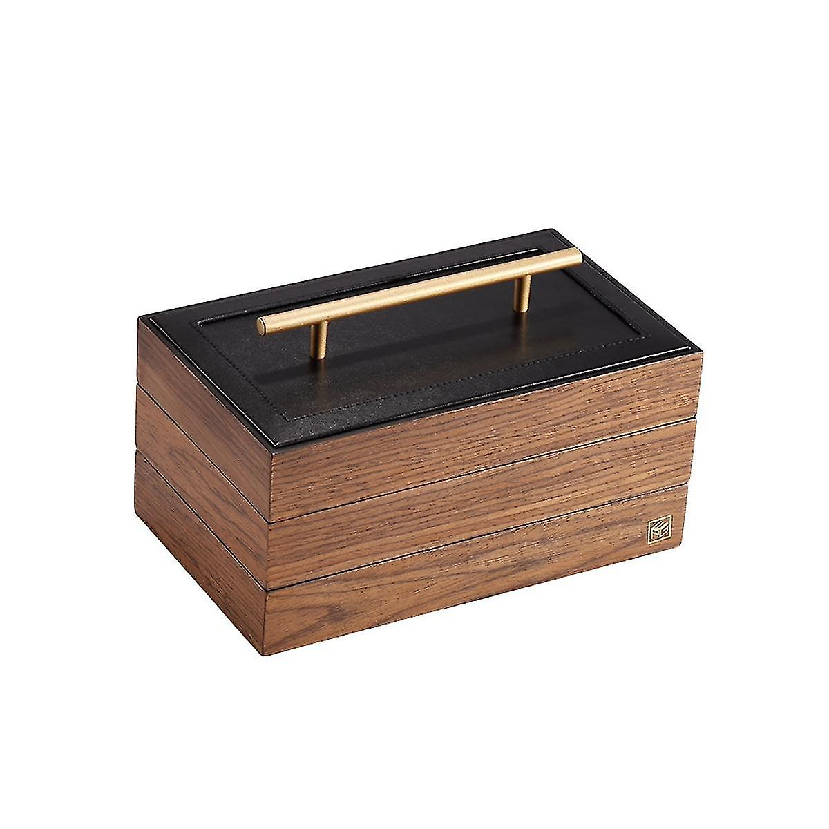 Wood Storage Rectangle Box Black Walnut With Lock