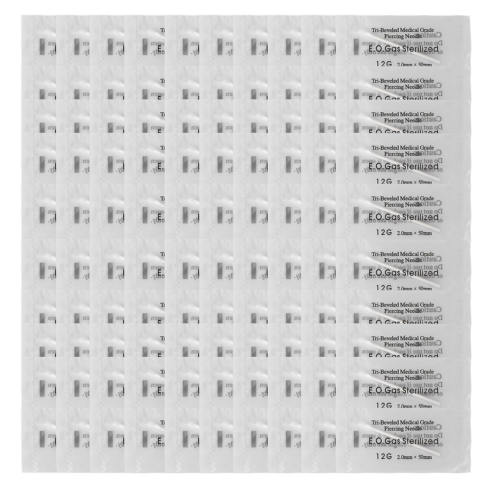 100pcs Professional Body Piercing Needles 304 Stainless Steel Disposable Safe Body Piercing Needle Tool12G