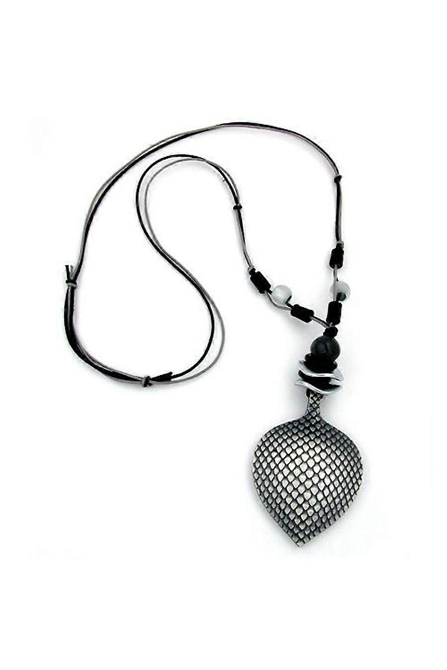 Necklace Leaf Dark Silver 90cm - Gl02642