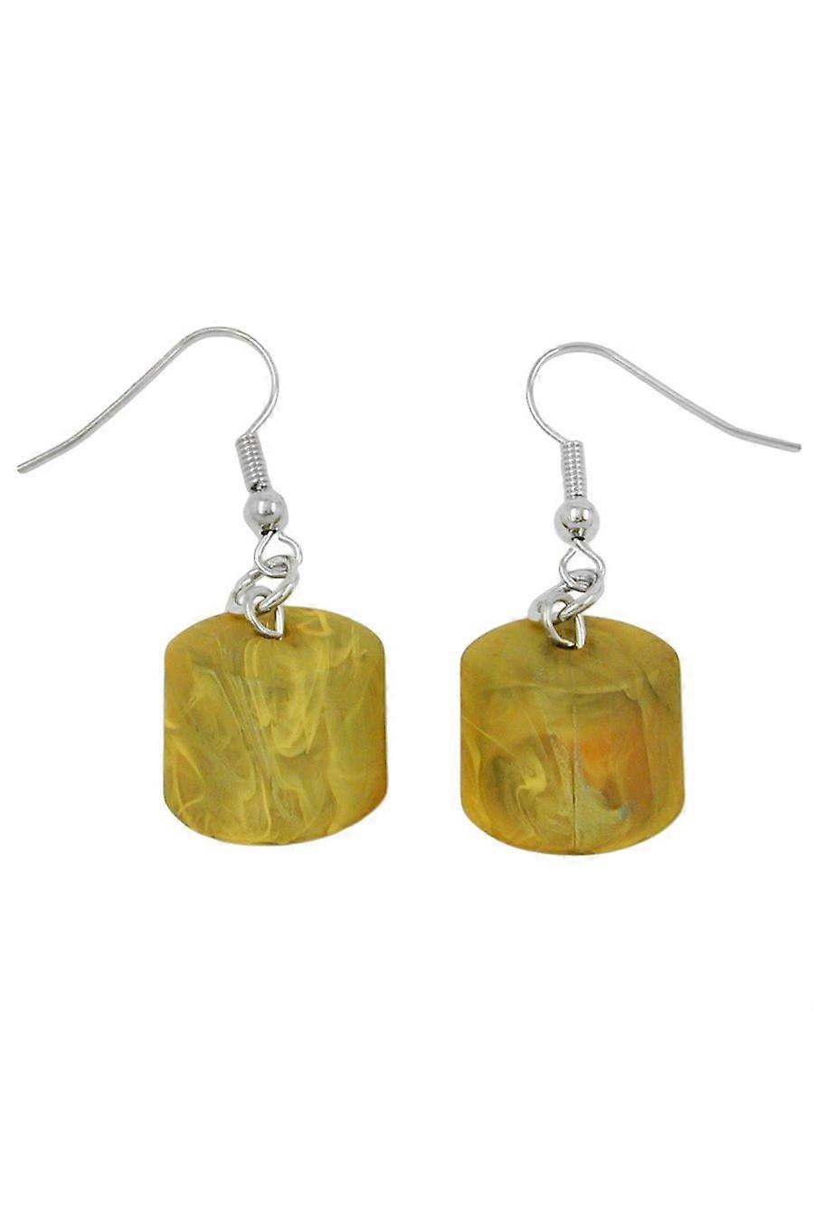 Hook Earrings Slanted Bead Yellow - Gl02743