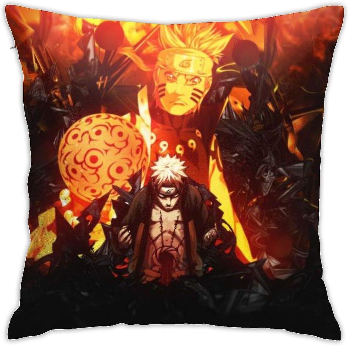 日本アニメNARUTO-ナルト-スロー枕カバー18 x 18インチ、枕カバーモダンクッションカバースクエア枕カバーデコレーション-s180