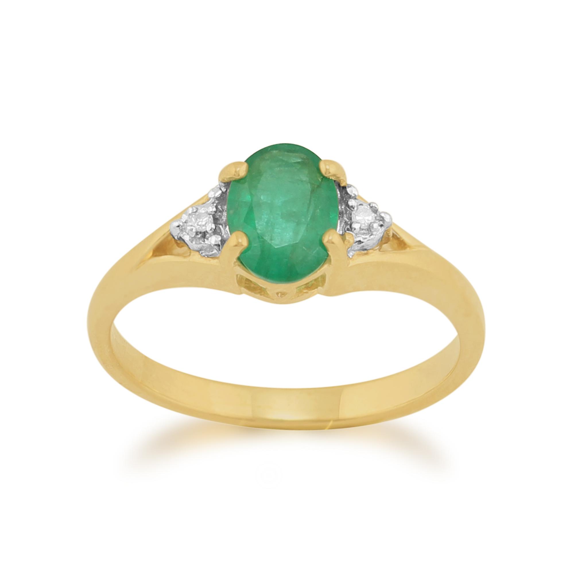 Classic Oval Emerald & Diamond Ring in 9ct Yellow Gold 26998