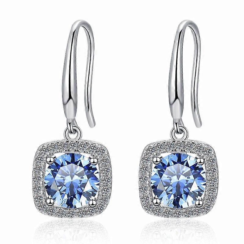 Earrings-Square Moissanite Drops-Elegant Simplicity-Silver Charm