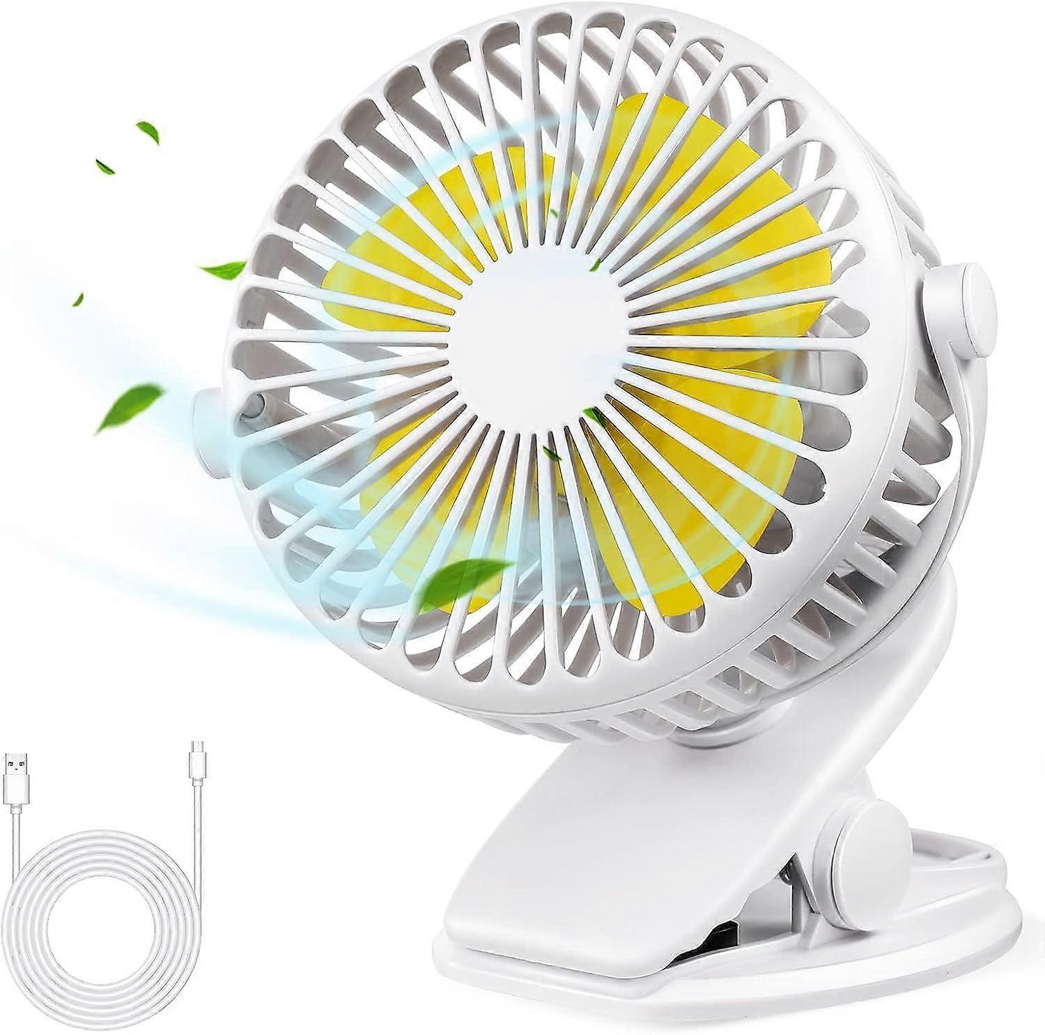 Quiet USB Fan, Portable USB Desk Fan with Rechargeable Battery, 3-Speed 360° Rotating Cooling Fan fo