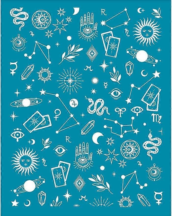 4x5 Inch Clay Stencils Occult Symbols Pattern Silk Screen for Polymer Silk Screen Stencils Tarot Mesh Transfer Stencils