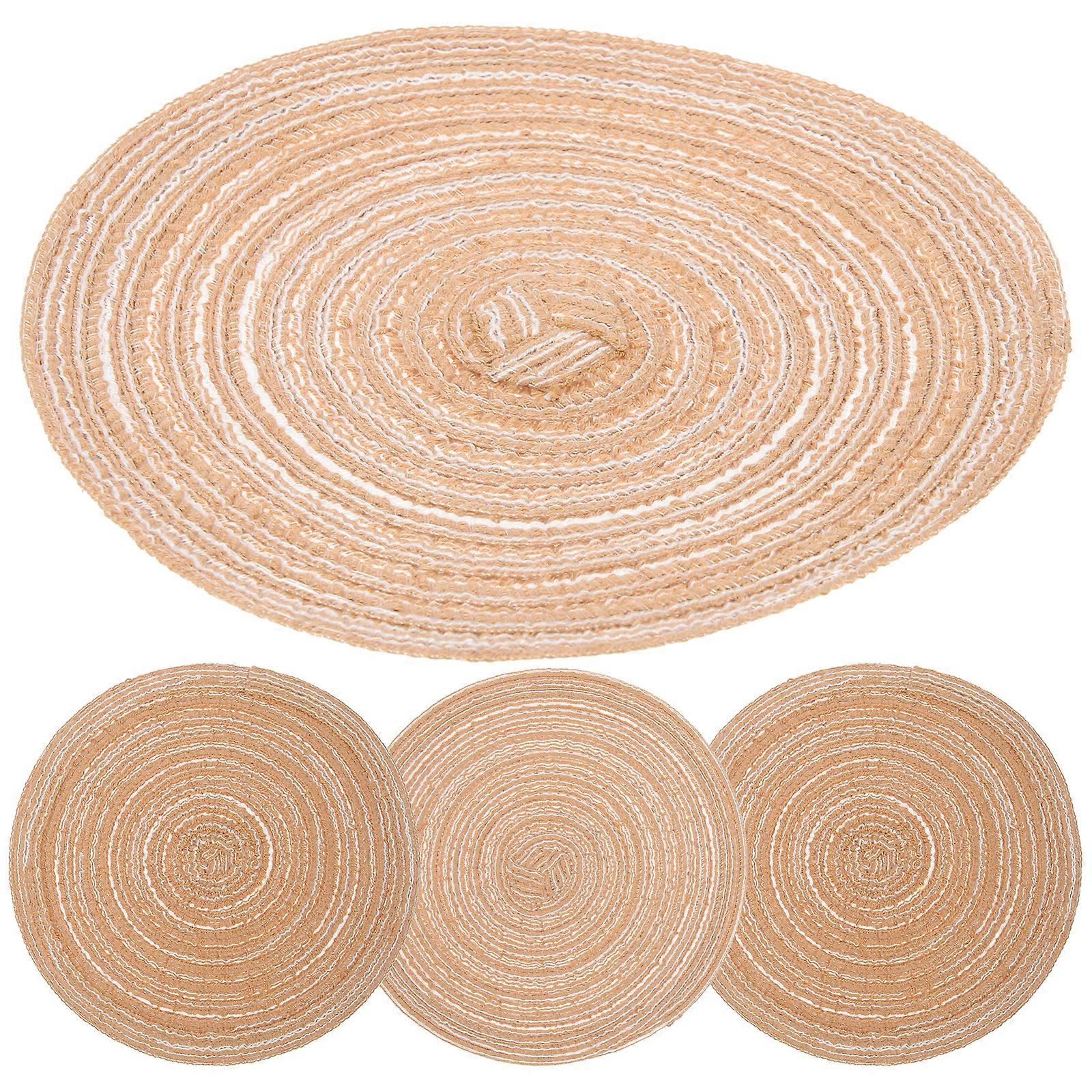 4pcs Thread Thickened Mat Round Non-slip Mug Mat Hot Insulation Pads for Home