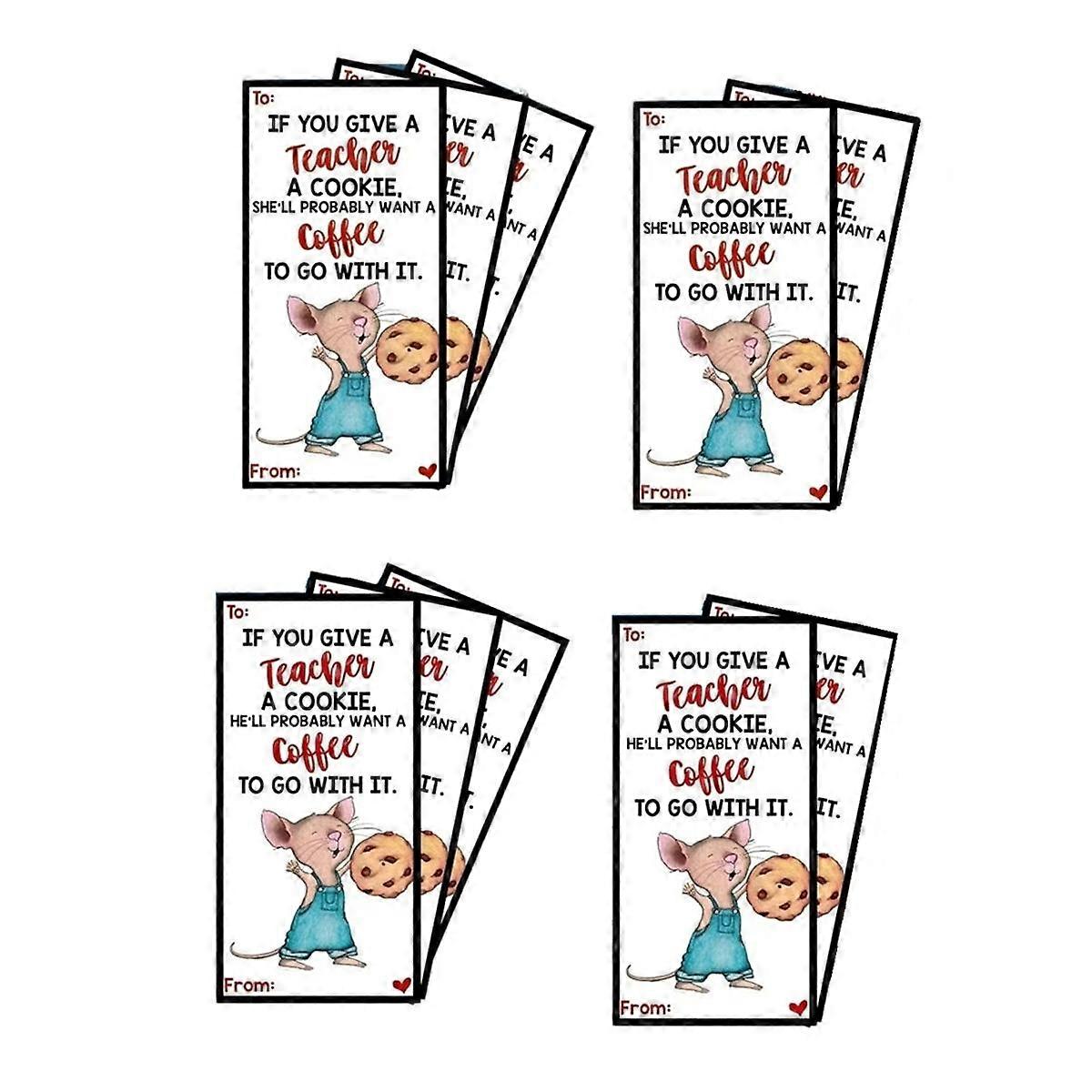 Carte de vœux d'appréciation pour l'enseignant, si vous donnez à votre enseignant un livre de biscuits, cartes avec une appréciation unique C