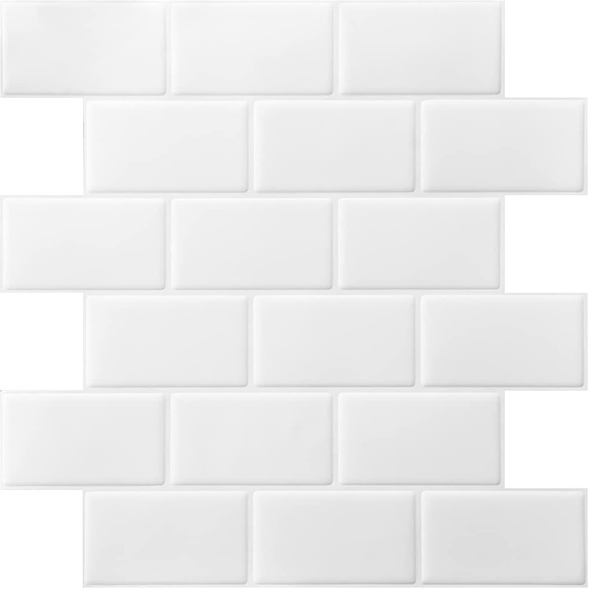 Adhesive Wall Tiles,thicker For Kitchen,bathroom,shower,adhesive Backsplash For Kitchen,plus Adhesive Version,white