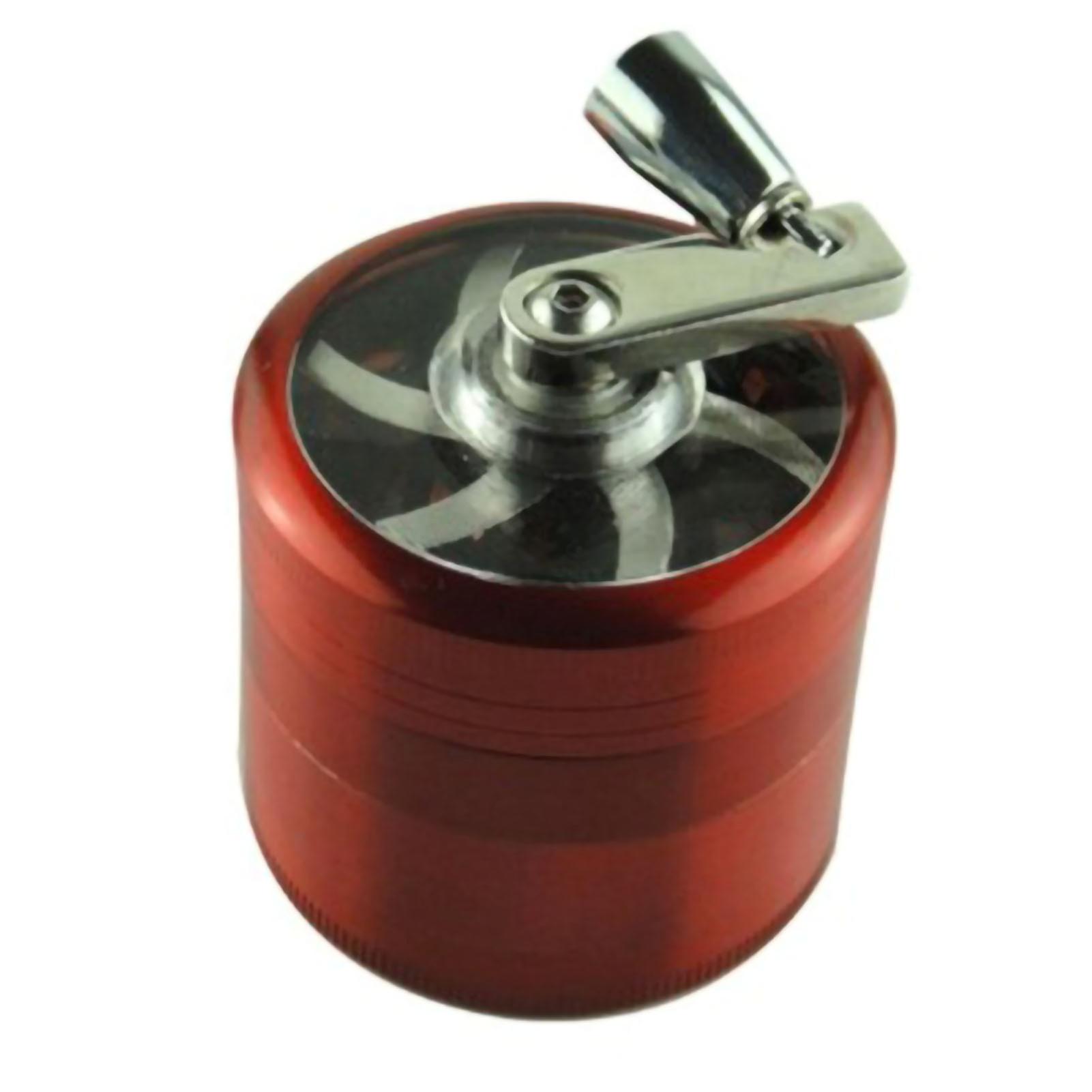 Mini 40mm 4 Layer Hand Crank Grinder Metal Zinc Alloy Spices Grinder with Handle Red