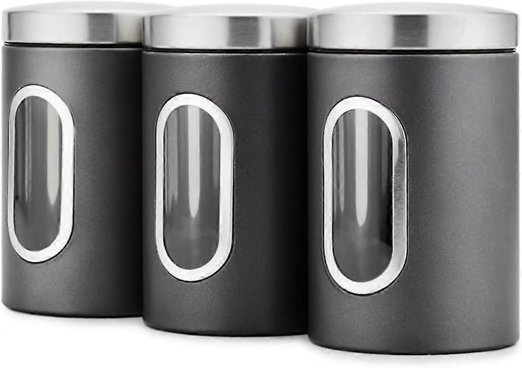 Set mit 3 Aufbewahrungsboxen aus Edelstahl für Tee, Kaffee, Zucker und Cerealien, Nüsse, Konservierungsboxen, Aufbewahrungsboxen C