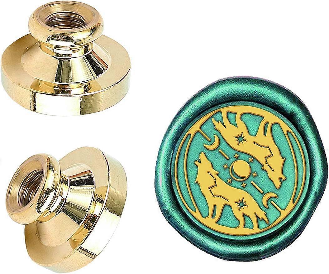 1PC Brass Sealing Wax Seal Stamp Wood Handle Head Full Moon Wolf Sirius Pattern