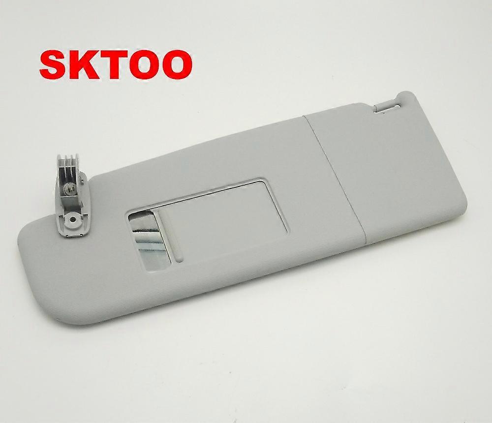 2014, sun visor with makeup mirror, beige/gray