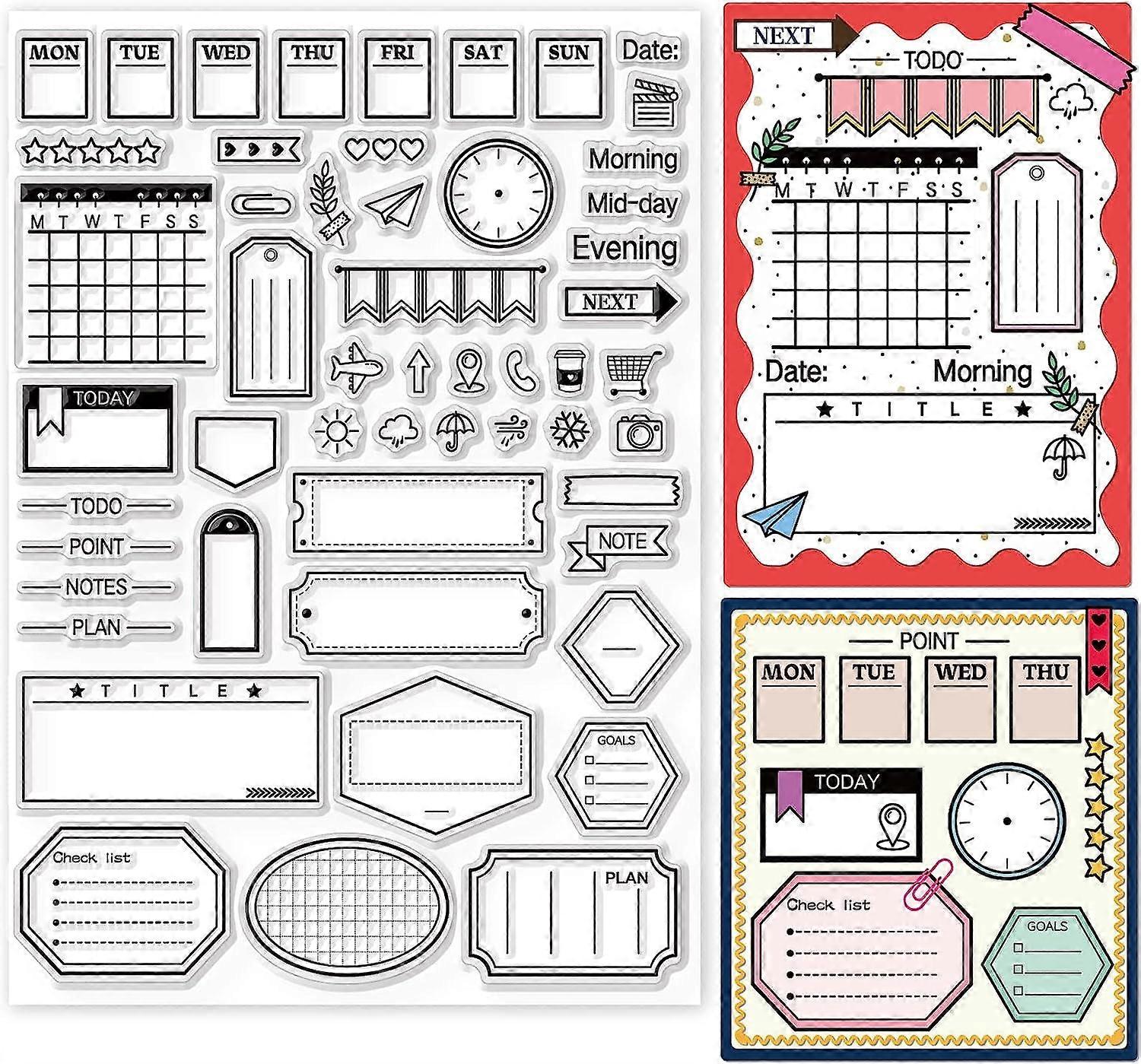 Schedule and Notes Clear Stamps for DIY Scrapbooking Decor Student Work Notes Transparent Silicone Stamps