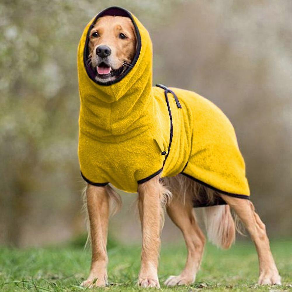 pet dog clothes towel drying bathrobe coat puppy warm clothing - yellow l