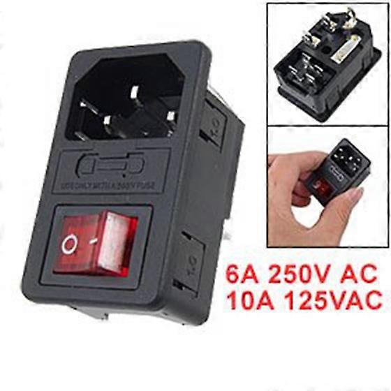 SODIAL(R) Inlet Male Power Socket with Fuse Switch 10A 250V 3 Pin IEC320 C14
