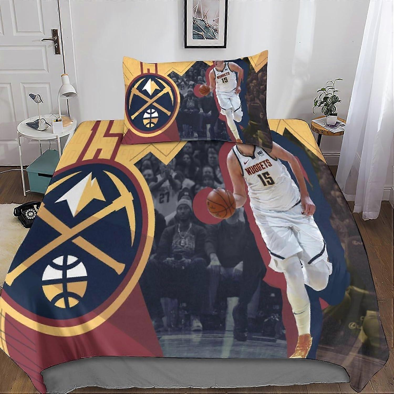 Nikola Jokic Sets Dekbedovertrek Kussenslopen 3D Microvezel Beddengoed Set Beddengoed met Ritssluiting 2 Stuks Single
