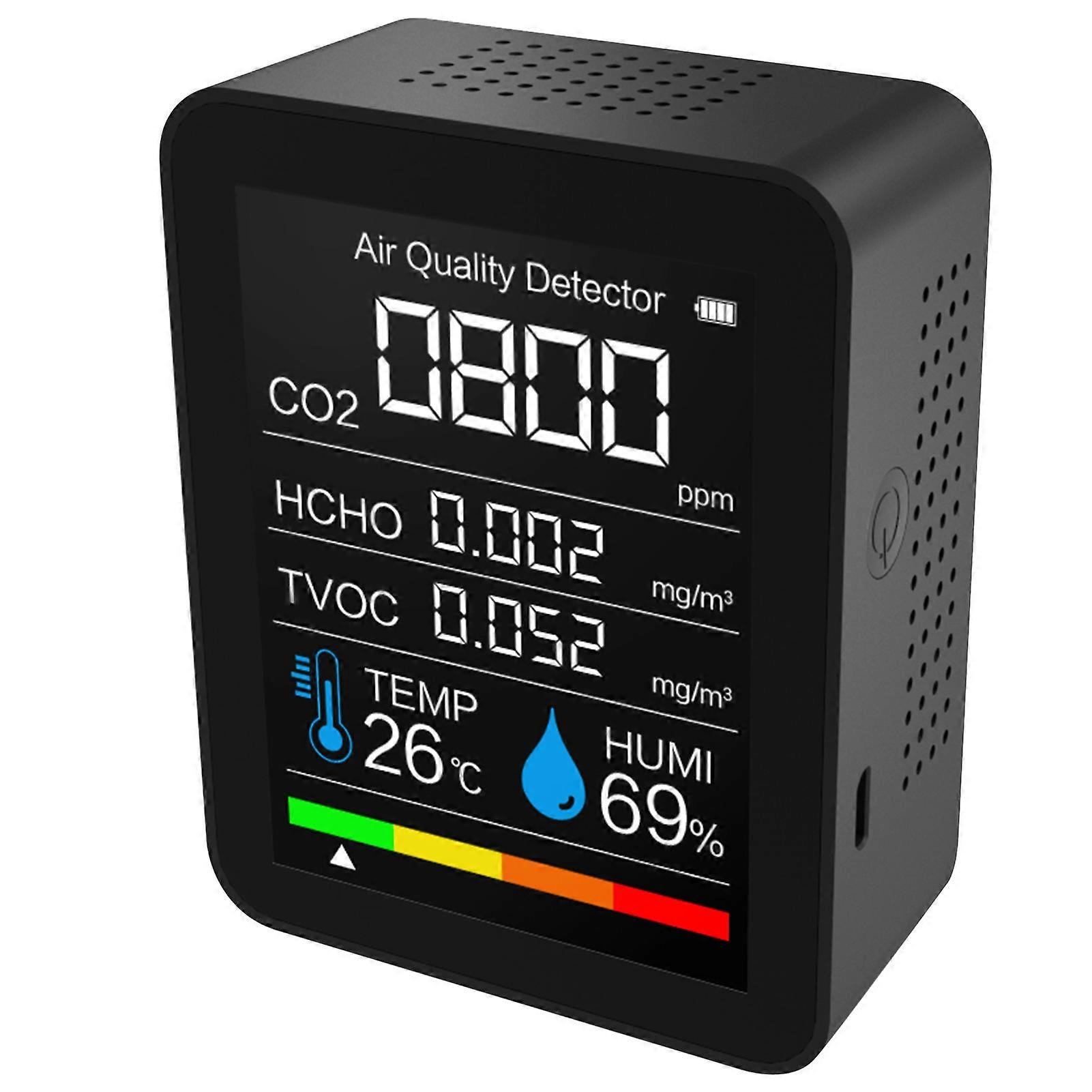 Carbon Dioxide Detector Temperature/Humidity Air Quality Monitor Digital CO2 Meter Formaldehyde Detector Air Analyzer for CO2/HCHO/TVOC Accurate Teste