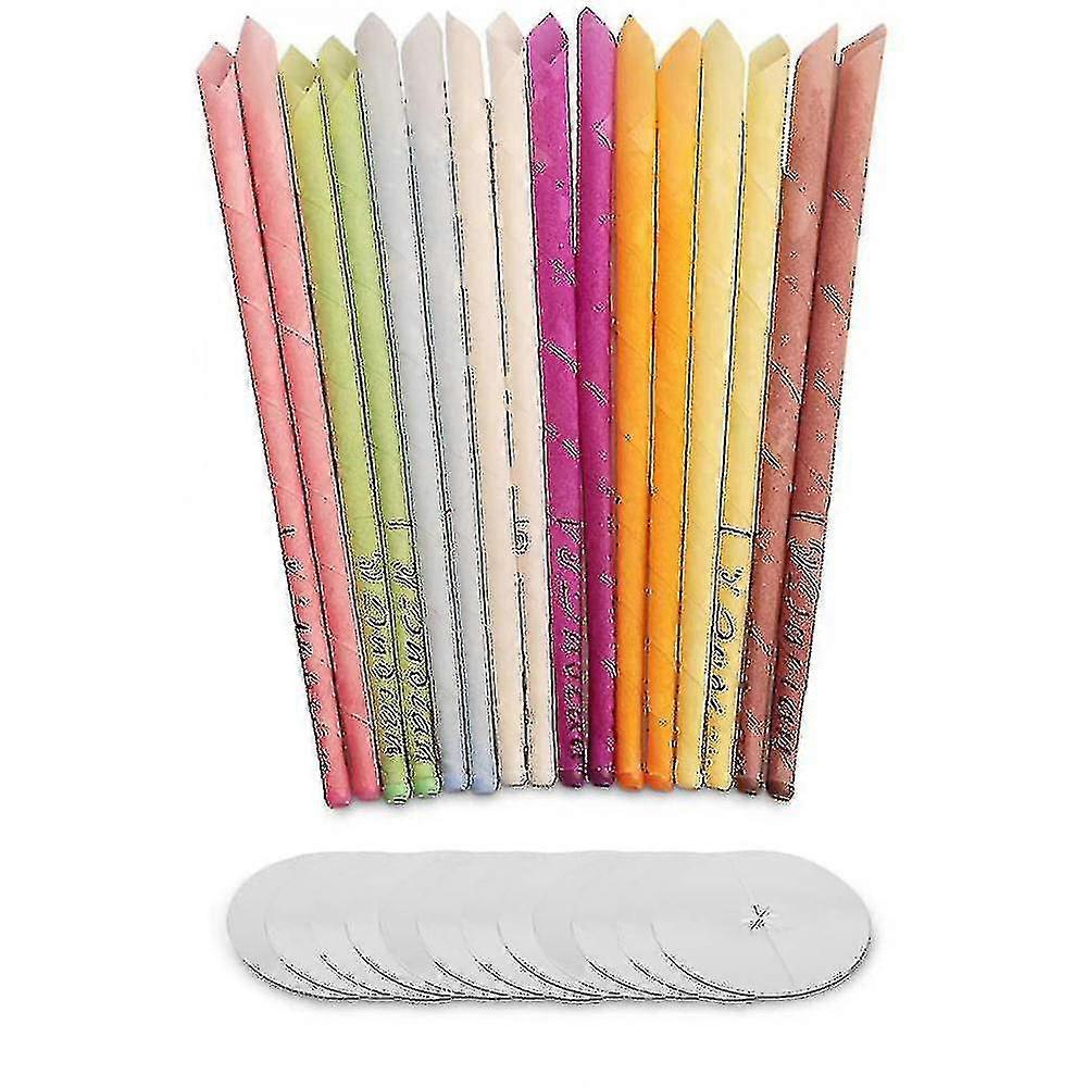 24pcs Ear Candle For Aromatherapy Natural Pure Beeswax Ear Candle Remove Ear Wax With 12 Protective Disks
