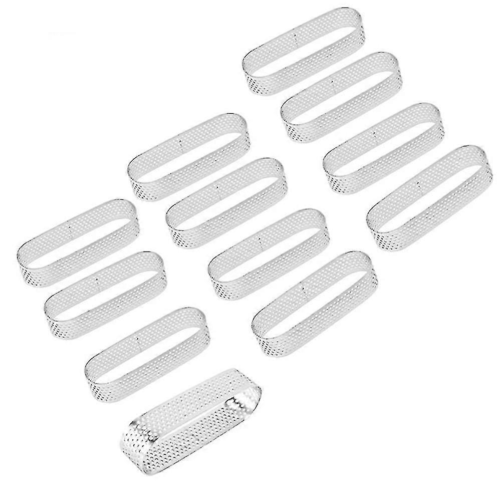 12個の楕円形タルト型フレンチデザートムースフルーツパイタルトリングキッシュケーキ型、ステンレススティー