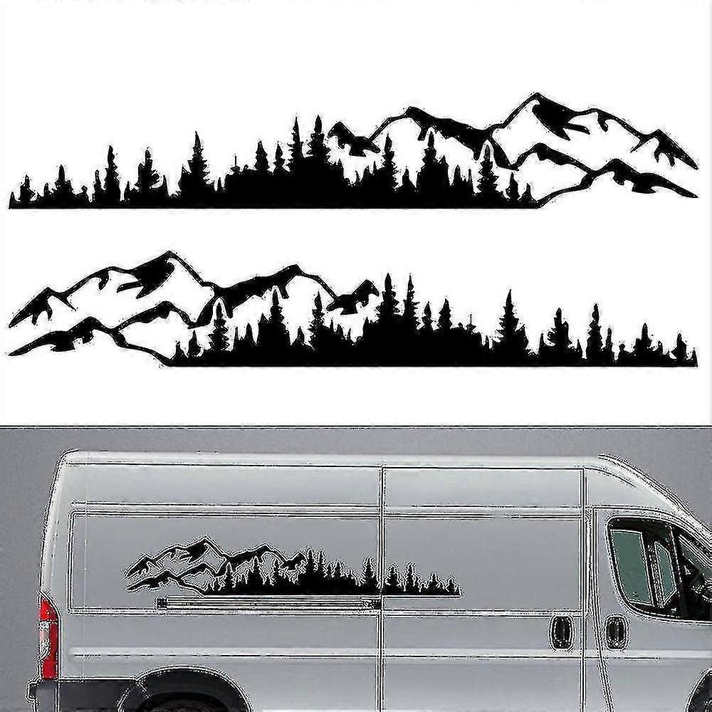 2pcs車のステッカー山の森ビニール車のステッカートラックの窓のバンパー車のドアステッカーカヤック装飾ビニールボディステッカー