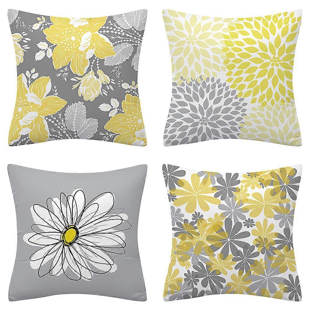 4 pièces de housse de coussin jaune