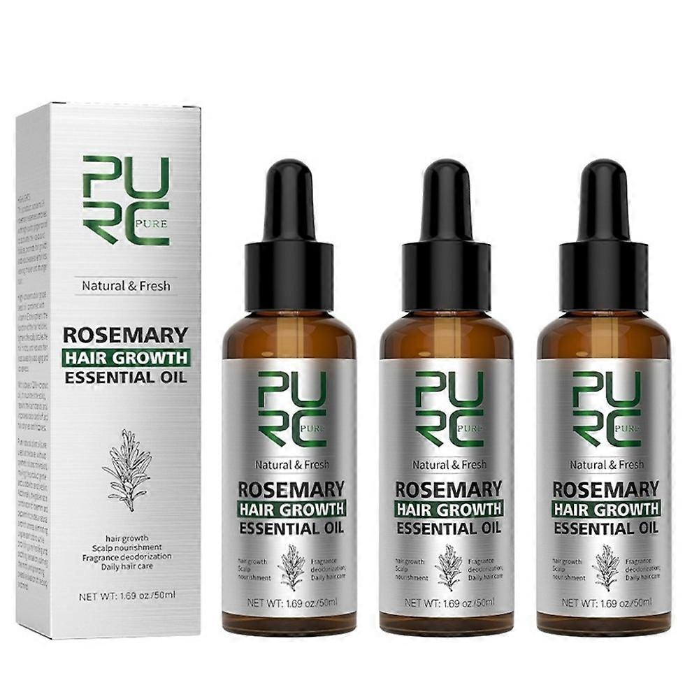 3X PURCローズマリーオイル育毛製品男性女性用ジンジャーアンチ脱毛早急再成長増粘オイル頭皮トリートメントヘアケア