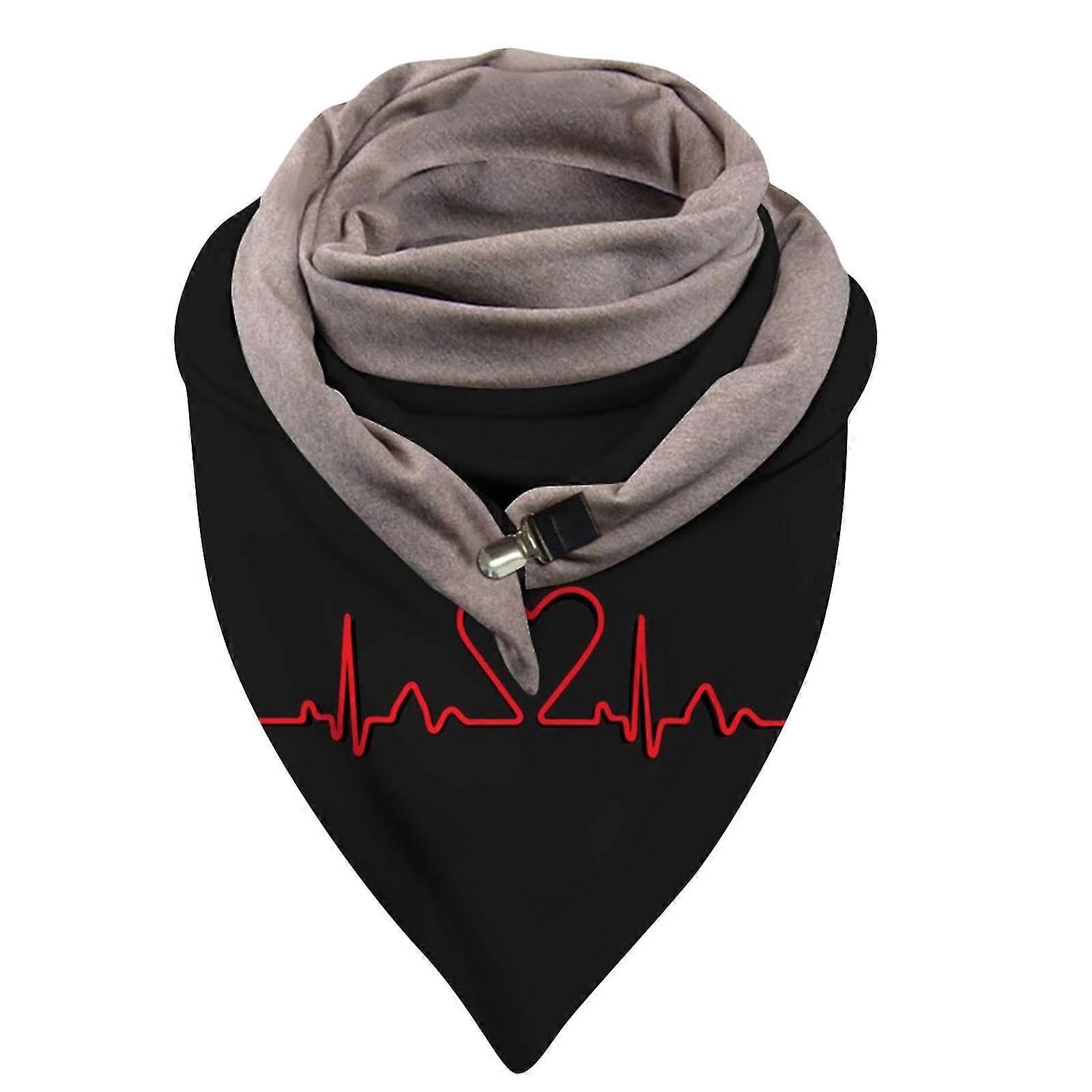 Universal Autumn Winter Warm Windproof Prints Double-layer Buckle Scarf