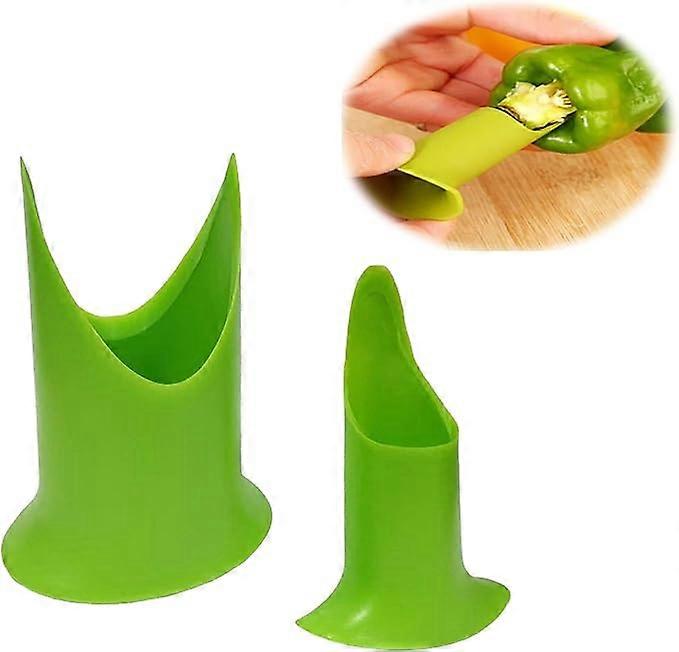 2Pcs/Set Pepper Corer, Excellent separator tool for jalapenos, peppers, cucumbers, tomatoes Green 7*7.6/9*3cm