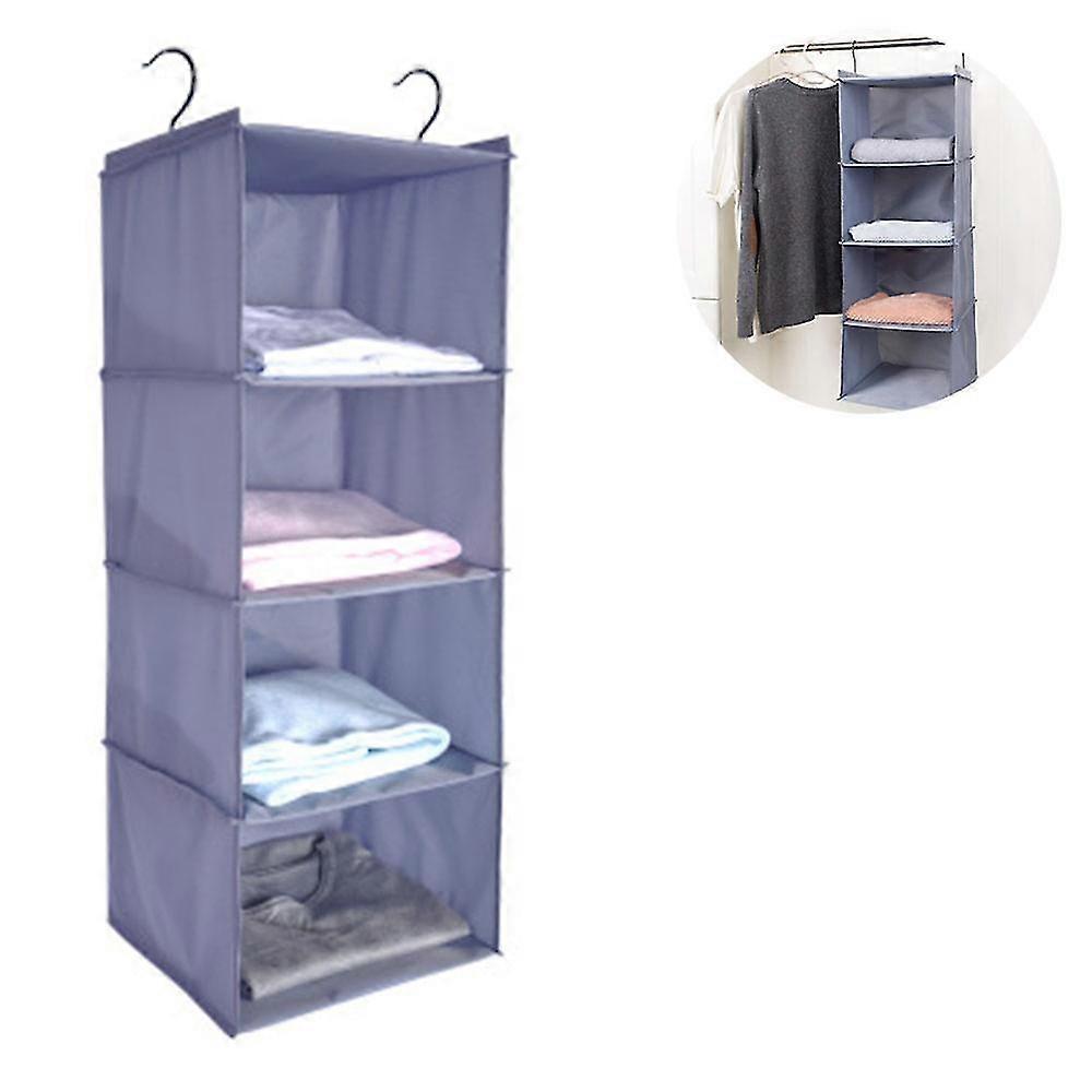 Hanging Shelf Wardrobe, 4 Compartments High Quality Cotton Camping Cabinet Organizer Hanging With Iron Frame Organizer Storage System Set
