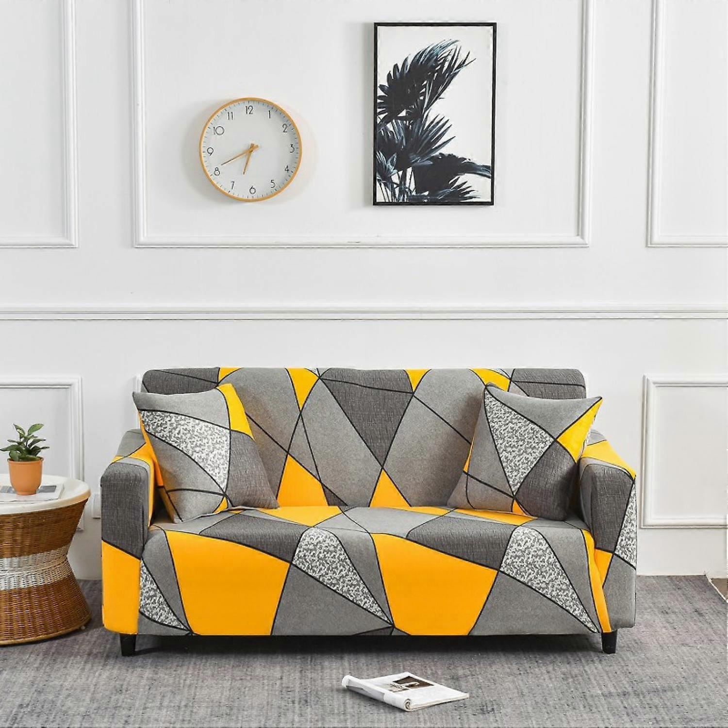 Yellow elastic sofa cover stretch couch cover