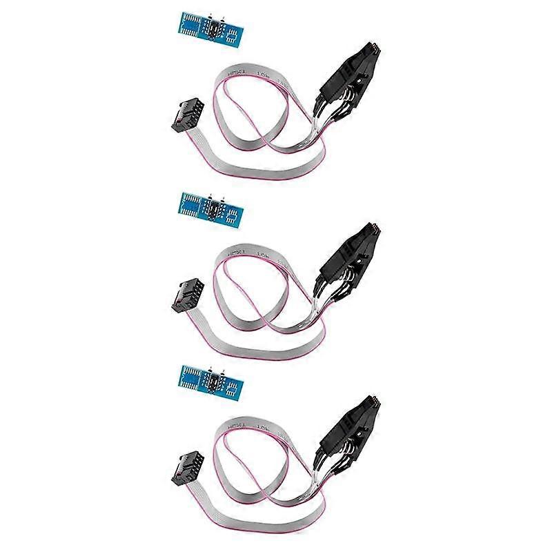 3X SOIC8 SOP8 Flash Chip IC Test Clips Socket Adapter Programmer BIOS/24/25/93