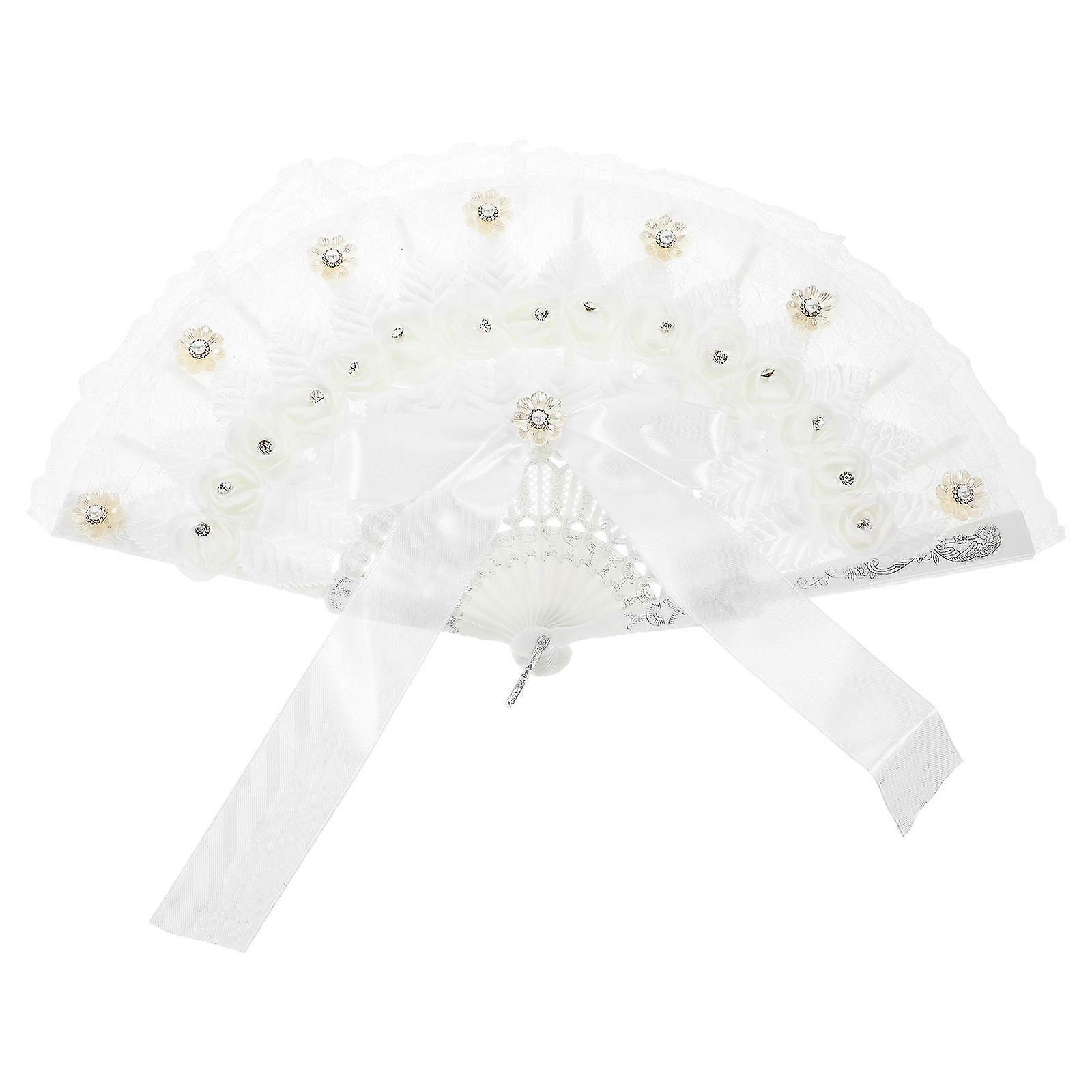 Handmade Lace Folding Fan Elegant Flower Decoration Fan Stage Performance Folding Fan