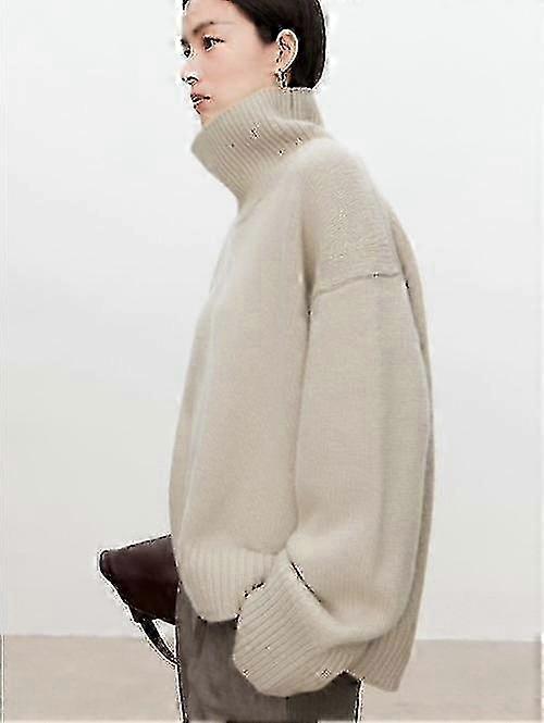 Rollkragenpullover aus reinem Kaschmir Weibliche lockere und dicke träge Faule Windpullover Pullover Strickbasis Wollpullover