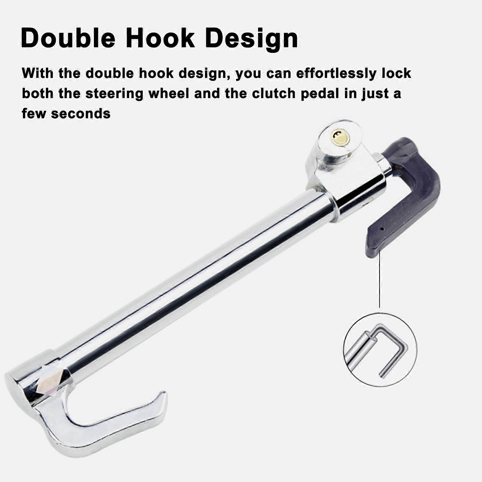 203 car hook lock anti-theft lock car steering wheel lock clutch lock car throttle lock double hook lock with 2 keys silver