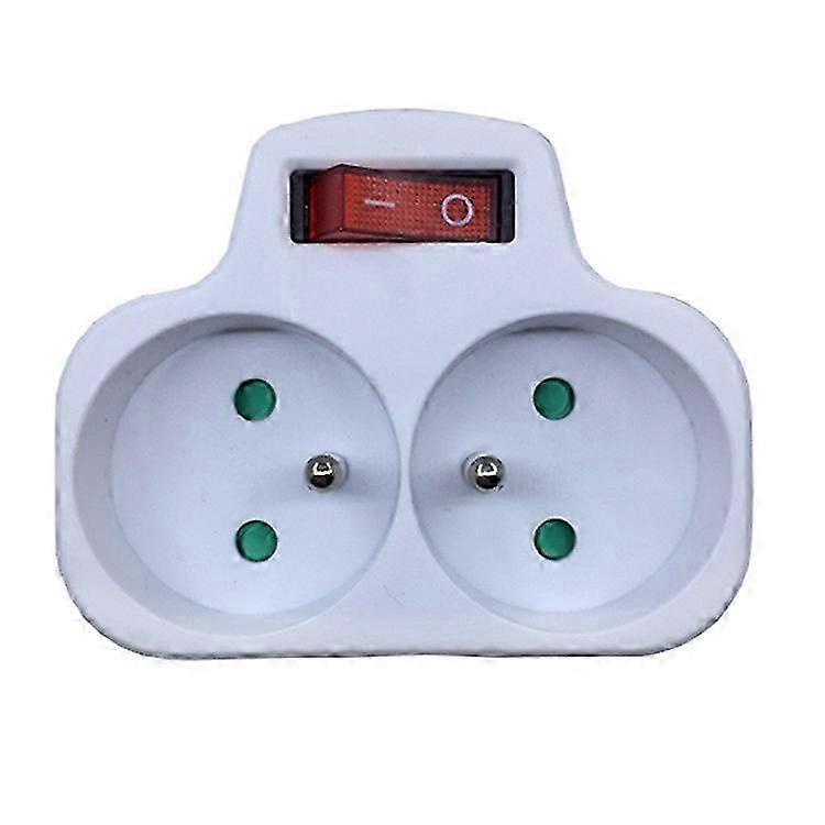 Double socket converter 16A/250V one to two with switch