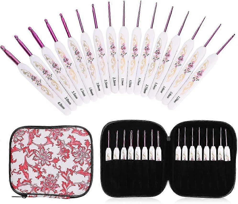 Crochet Hooks Set 16PCS with Portable Case for DIY Hand Knitting Art for Lovers(Blue)