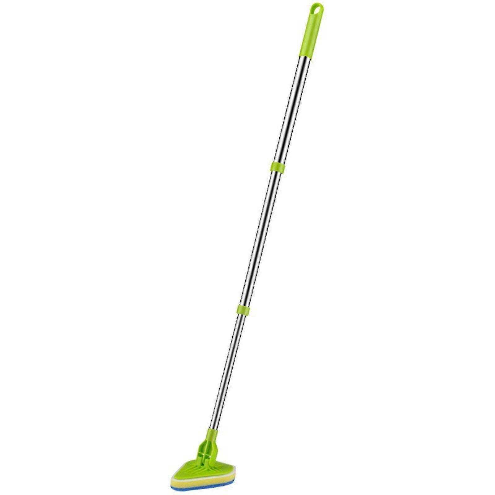 Scrub Cleaning Brush With Long Handle 37'' - Extendable Floor Scrubbers With Stiff Bristles & 3 Sponge Brush, Detachable Kitchen Brush