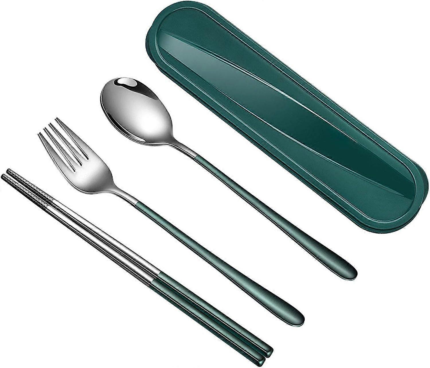 Set di posate portatili con custodia Bacchette, set di posate, forchetta in acciaio inossidabile, set di cucchiai, set di stoviglie/stoviglie/posate, set di posate da picnic, posate da viaggio Sets.gr