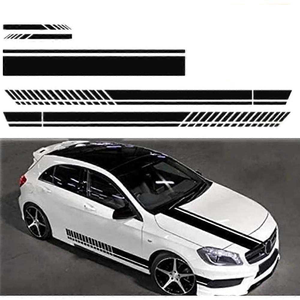 5 Pcs Stripe Sticker(Black) Car Hood Decal Graphic Vinyl Auto Body Racing Rearview Mirror Sticker Car Decoration Compatible with Free Size