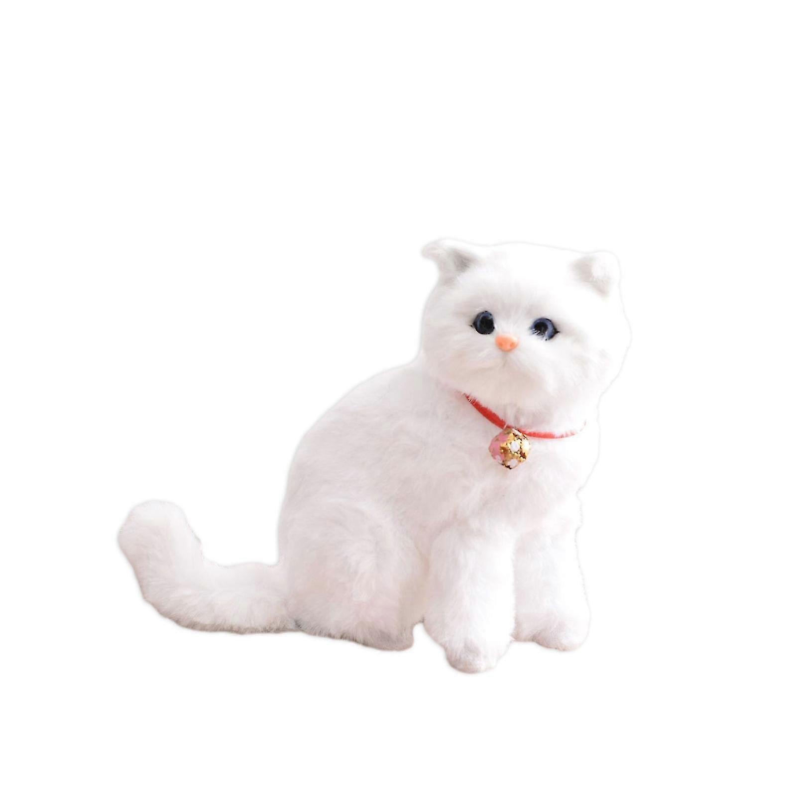 Sitting Cat Plush Toy with Collar Soft Fluffy PP Cotton Stuffed Kitten Animal Plushie Doll Kids Girlfriend Zekai