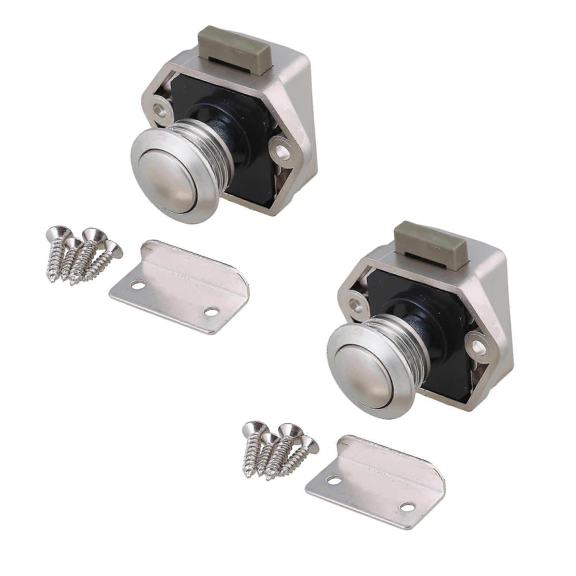 2 X Rv Push Button Latch Locks Catch Door Knobs For Caravan Cupboard