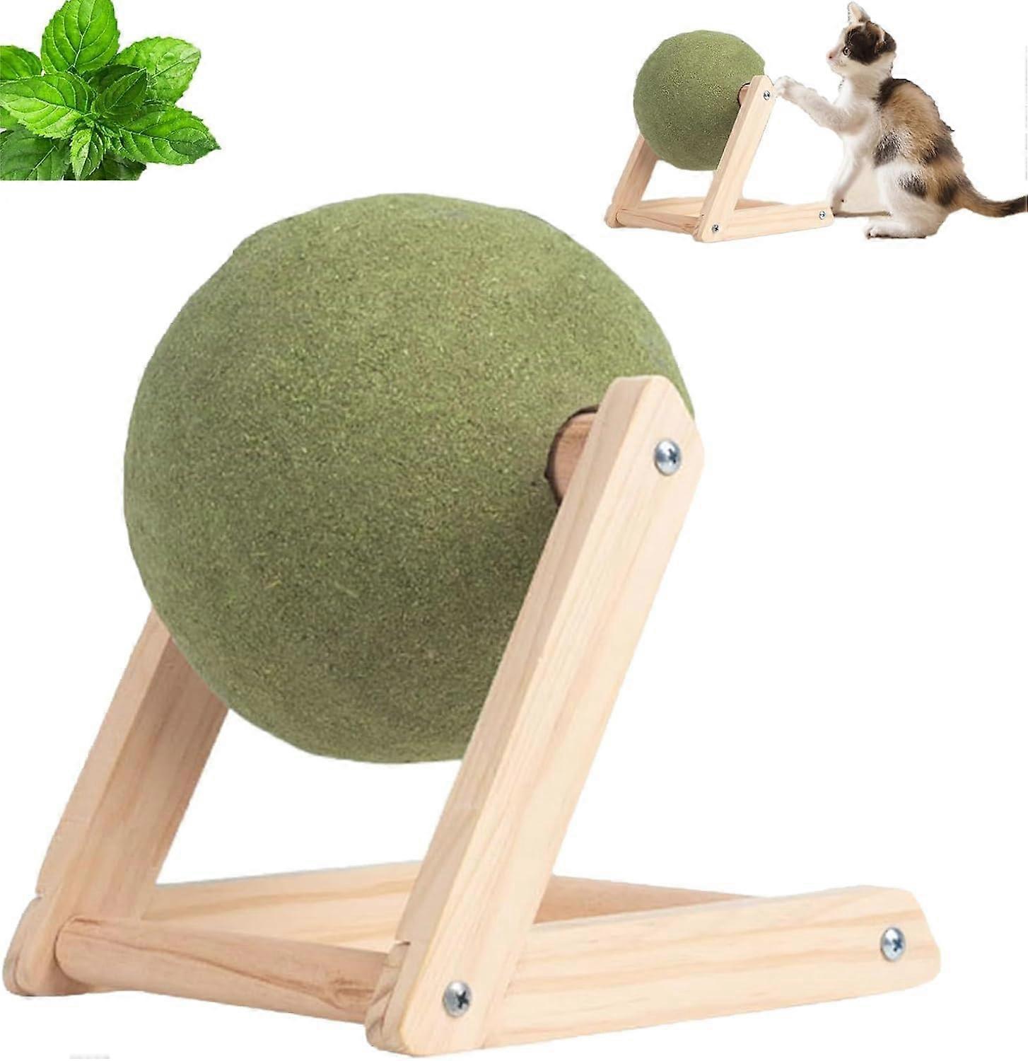 Catnip Floor Ball Toy, Cat Mint Ball, Rotatable Catnip Roller Ball Floor Mount, Interactive Catnip Toy,100% New