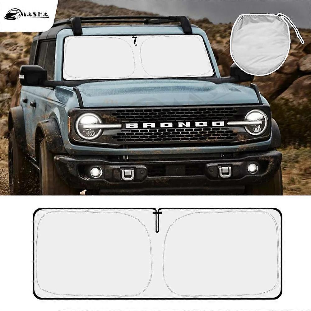UV Protection Shield Front Car Window Sunshade Sun Shade Visor Windshield Cover For Ford Bronco 2021 2022 2023