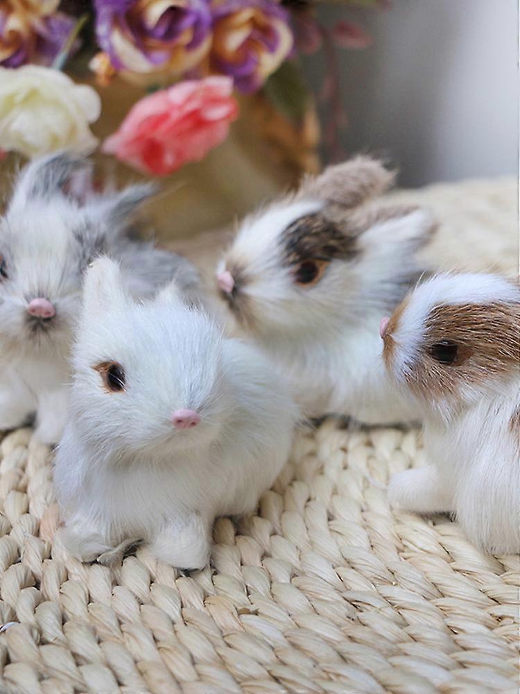 4Pcs Mini Realistic Cute Plush Rabbits  Simulation Model, Lifelike Animal Easter Bunny Decor
