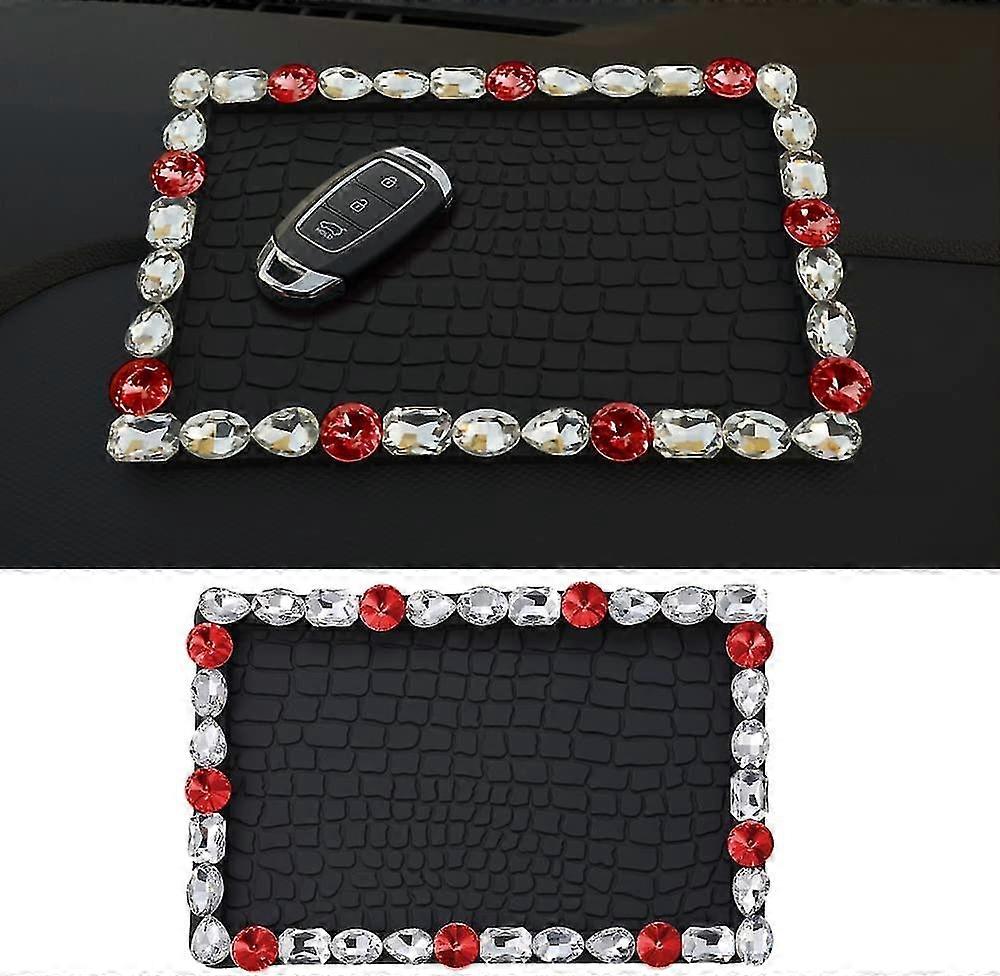 Bling Non Slip Pad For Car Dashboard, Universal Non Slip Mat For Phones Sunglasses Keys Electronic Devices Red
