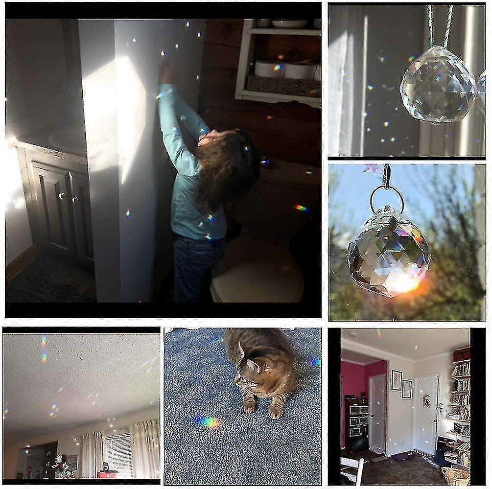 Pendentif prisme en cristal transparent attrape-soleil 40 mm, lot de 2