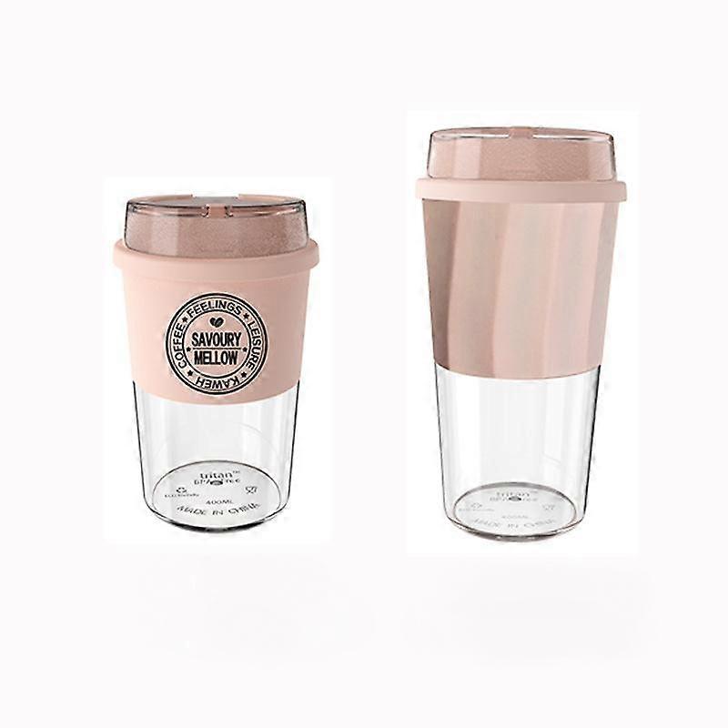 Plastic water cup high-end coffee cup pink 400ml