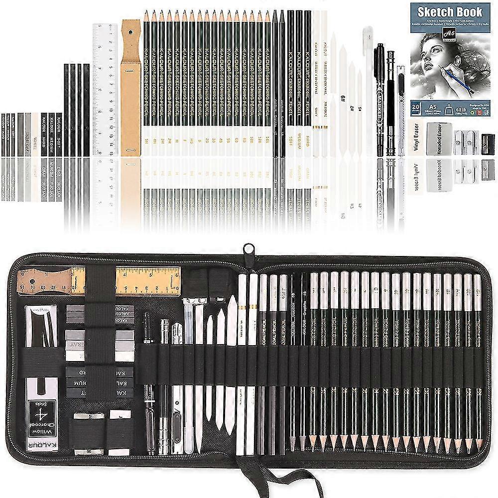 Professional 54pcs Drawing Sketching Set Sketch Graphite Charcoal Pencils Tin Box Wood Pencils Set For Sketching Artist Supplies