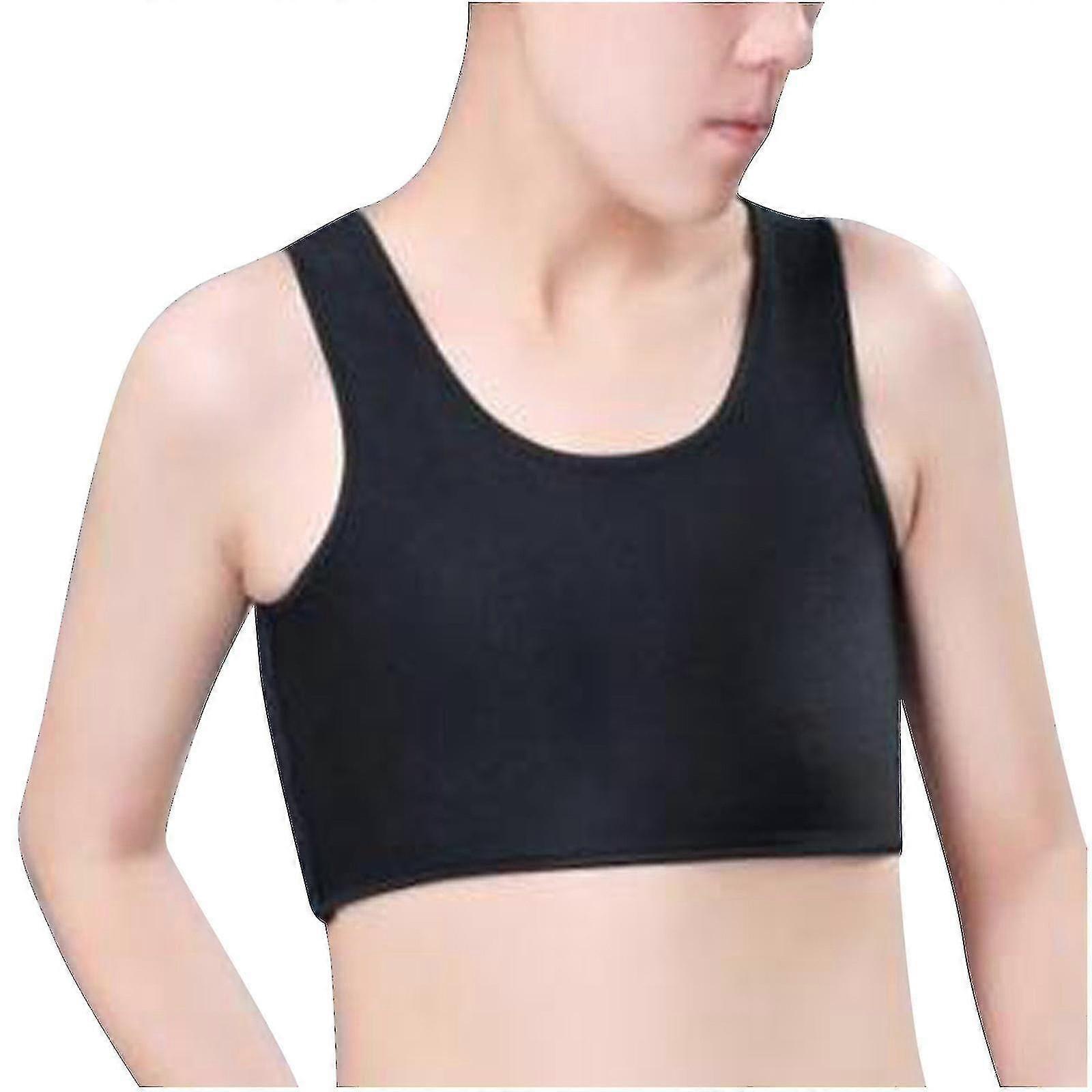 Mode Compression Poitrine Binder Femmes Sans Manches Gilet Solide Débardeurs Courts-MXBC